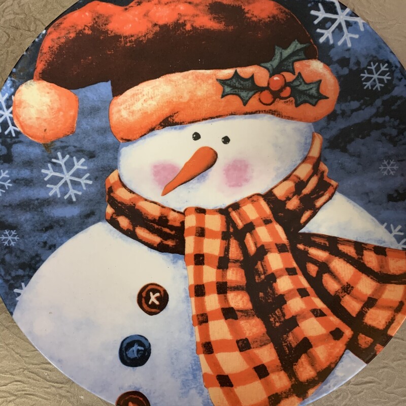 Glass Snowman Plate