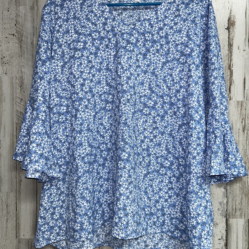 2X Lt Blue Floral Top, Blue, Size: Ladies 2X