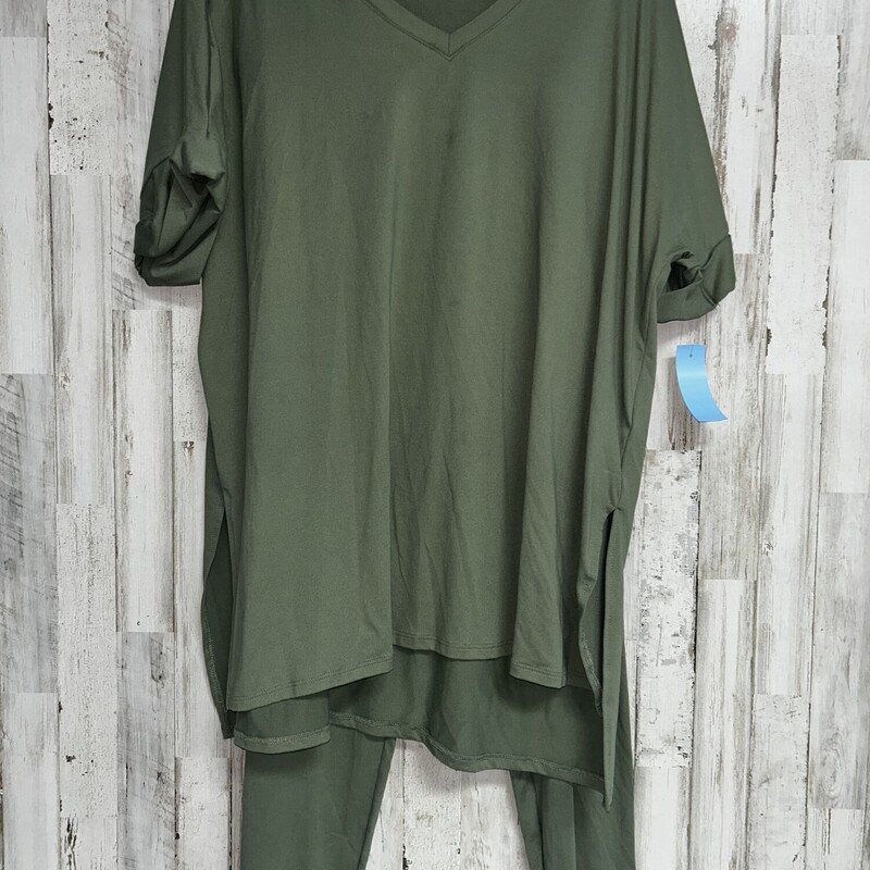 XL 2pc Olive Soft Fabic S, Green, Size: Ladies XL