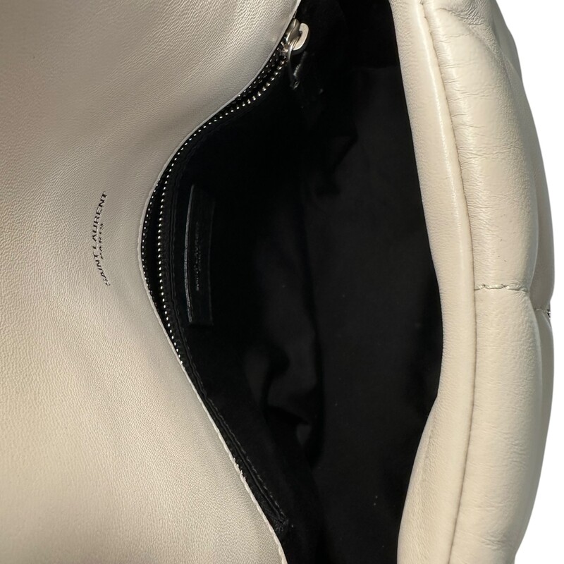 Saint Laurent Nappa Leather<br />
Size: Small<br />
White<br />
Style Code: ALM577476 .0622<br />
Comes with original box and bag.<br />
Dimensions: 10.5Lx 7H<br />
Like new. Giftable.