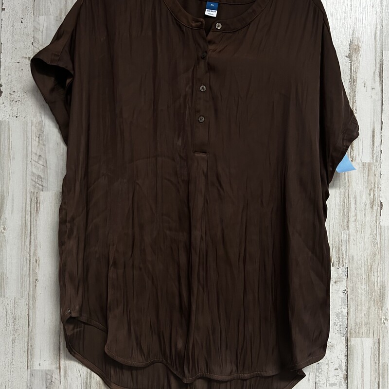 XL Brown Button Top, Brown, Size: Ladies XL