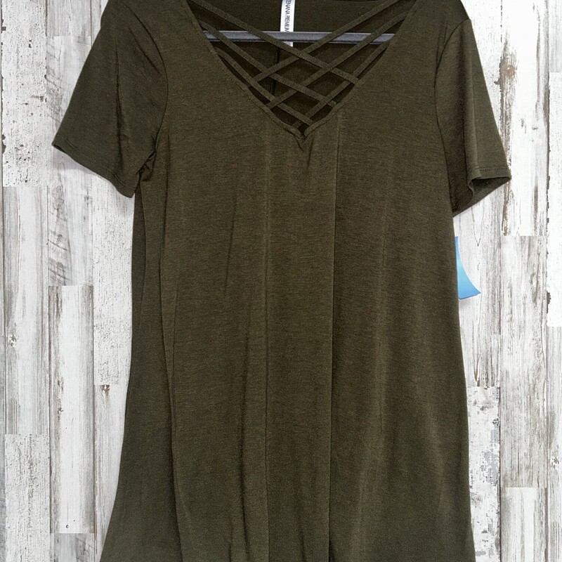 L Olive Keyhole Top, Green, Size: Ladies L