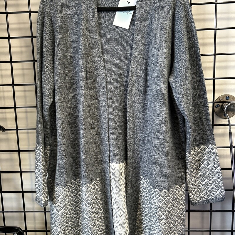 Karen Scott Acrylic Cardi, Blu/grey, Size: 1X