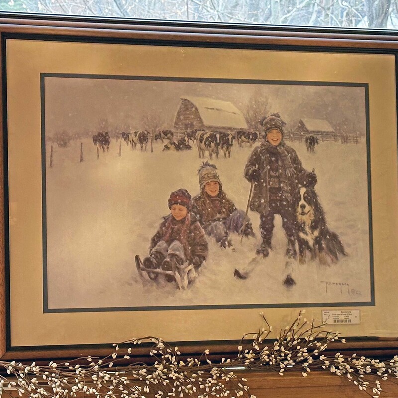 Farm Kids In Snow with Dog Print
28 In x 37 In.