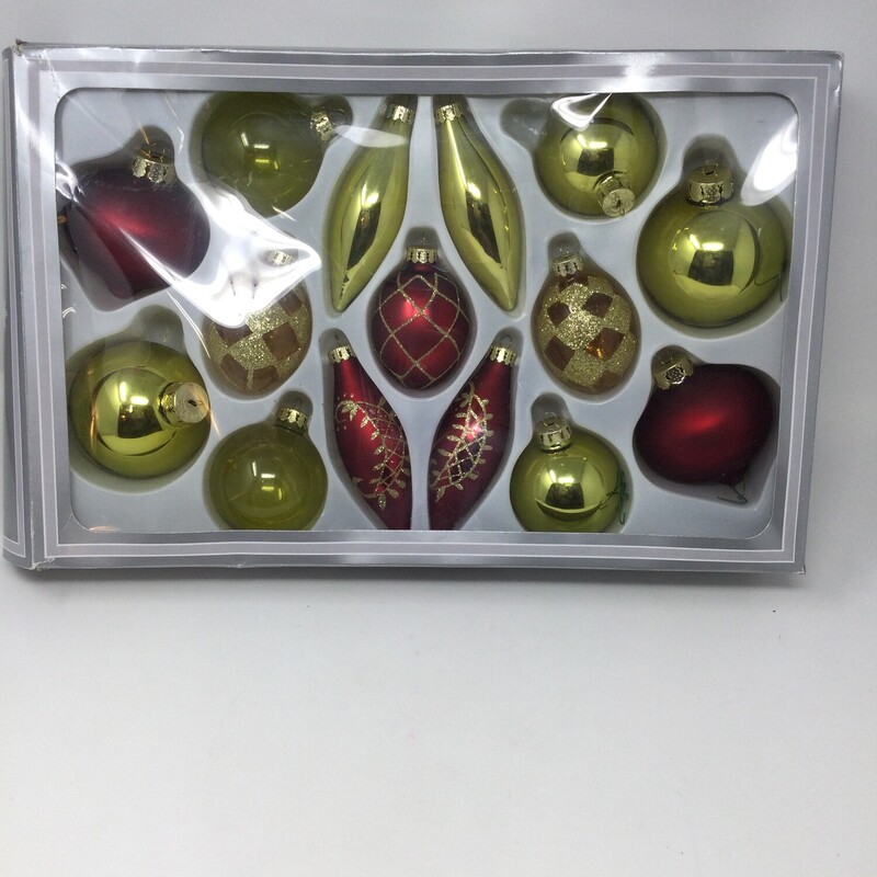 Gluckstein Box 15 Glass Ornaments, Multi