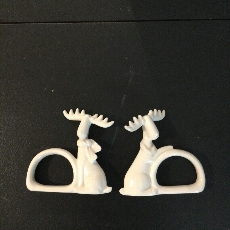 Set 2 Moose Napkin Holder, White