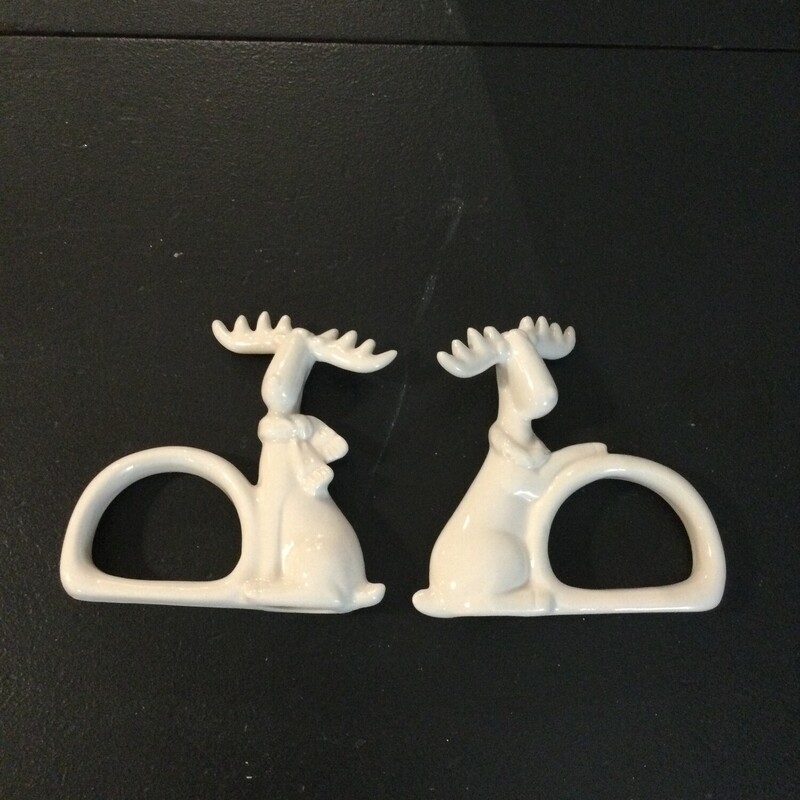 Set 2 Moose Napkin Holder, White