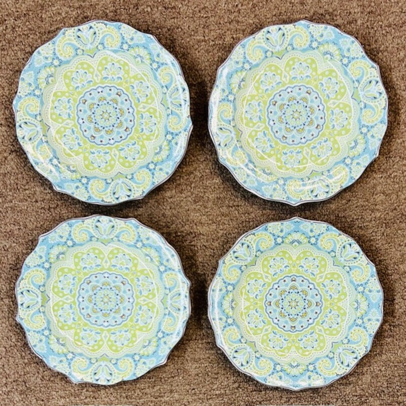 222 Fith Lyria Appetizer Plate
Set of 4
Teal Green White
Size: 6.5 x 6.5