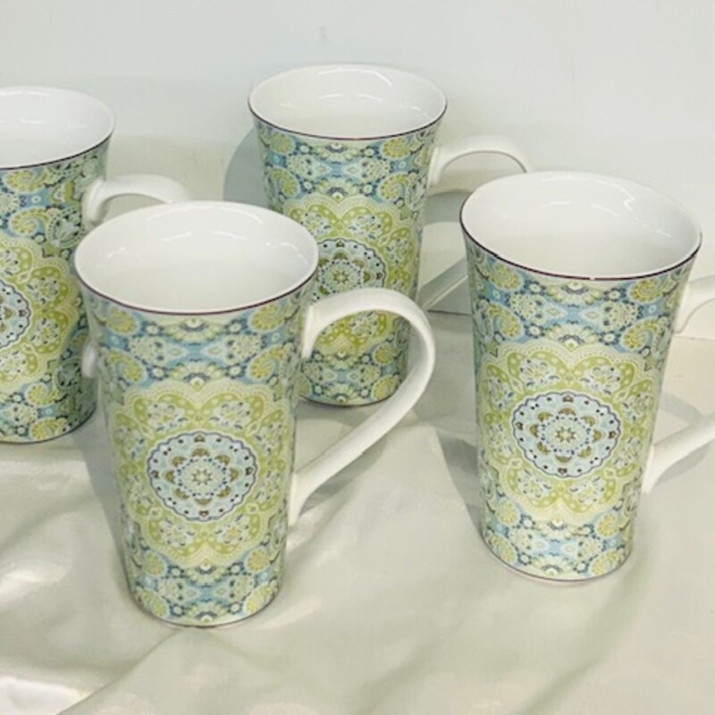 222 Fifth Lyria large Mug
Set of 4
Teal Green White
Size: 6 x 4 x 6H