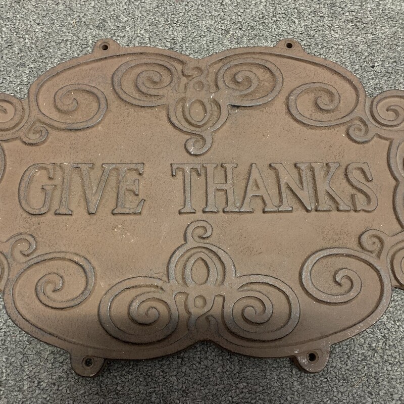 Metal Give Thanks Sign