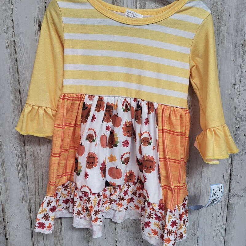 6/9M Yellow Turkey Dress, Yellow, Size: Girl 6-12m