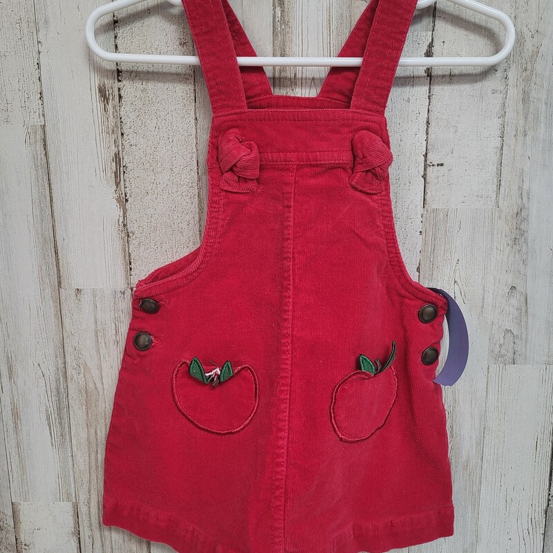 18M Corduroy Apple Dress, Red, Size: Girl 18-24