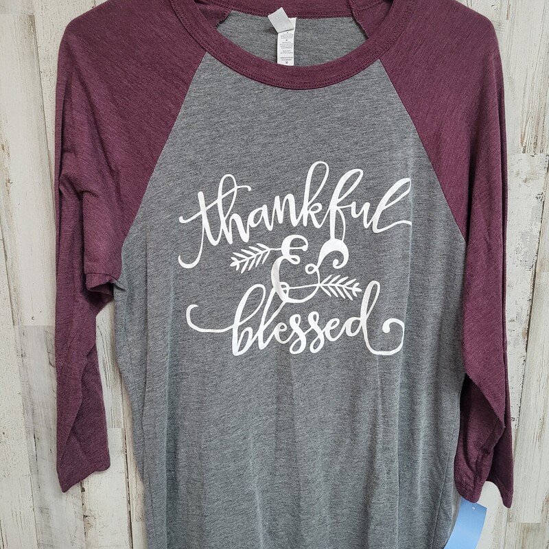 M Thankful Raglan Tee, Grey, Size: Ladies M