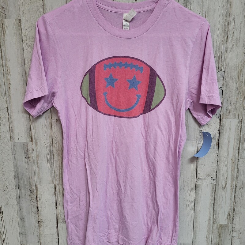 S Pink Smiley Football Te, Pink, Size: Ladies S