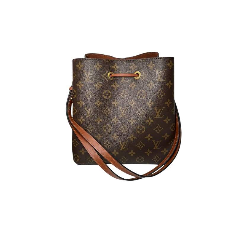 Louis Vuitton Neonoe<br />
Size: MM<br />
Brown<br />
<br />
Date Code: SD2290<br />
<br />
Dimensions:<br />
10.2 x 10.2 x 6.9 inches<br />
(Length x Height x Width)<br />
Strap drop:13.0 inches<br />
Strap drop max:22.0<br />
<br />
In good condition. The trim/piping around the edge is peeling up. Light stainning on the inside.<br />
<br />
Does not come with original dust bag or box.