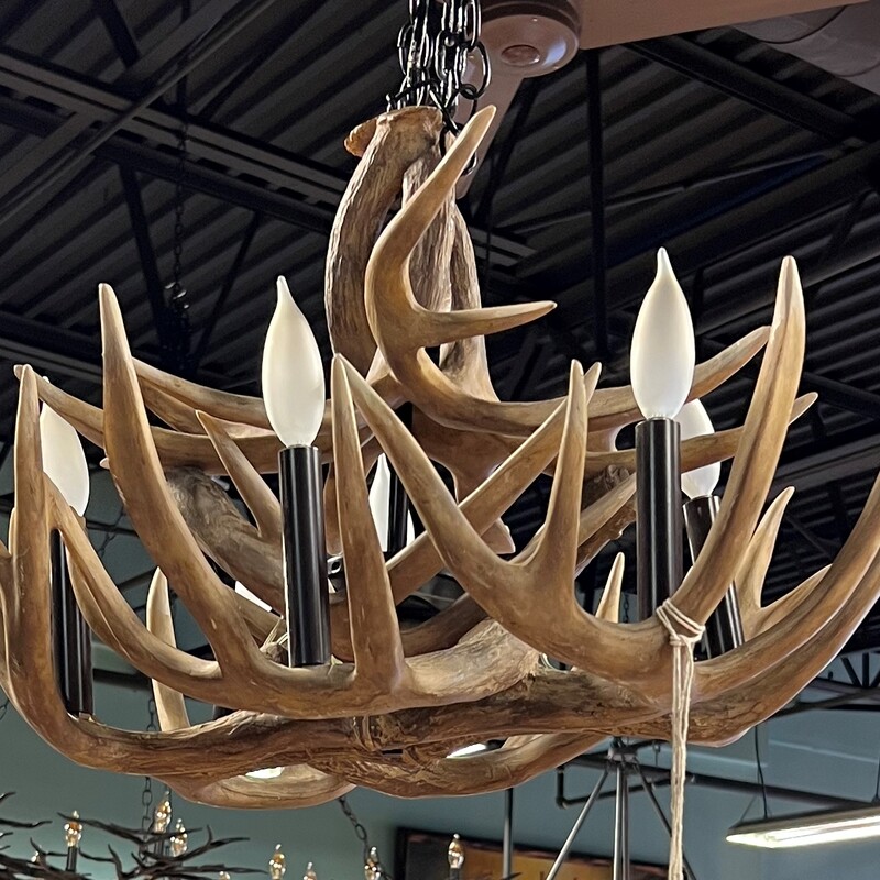 Chandelier Faux Antlers, 6 Bulbs