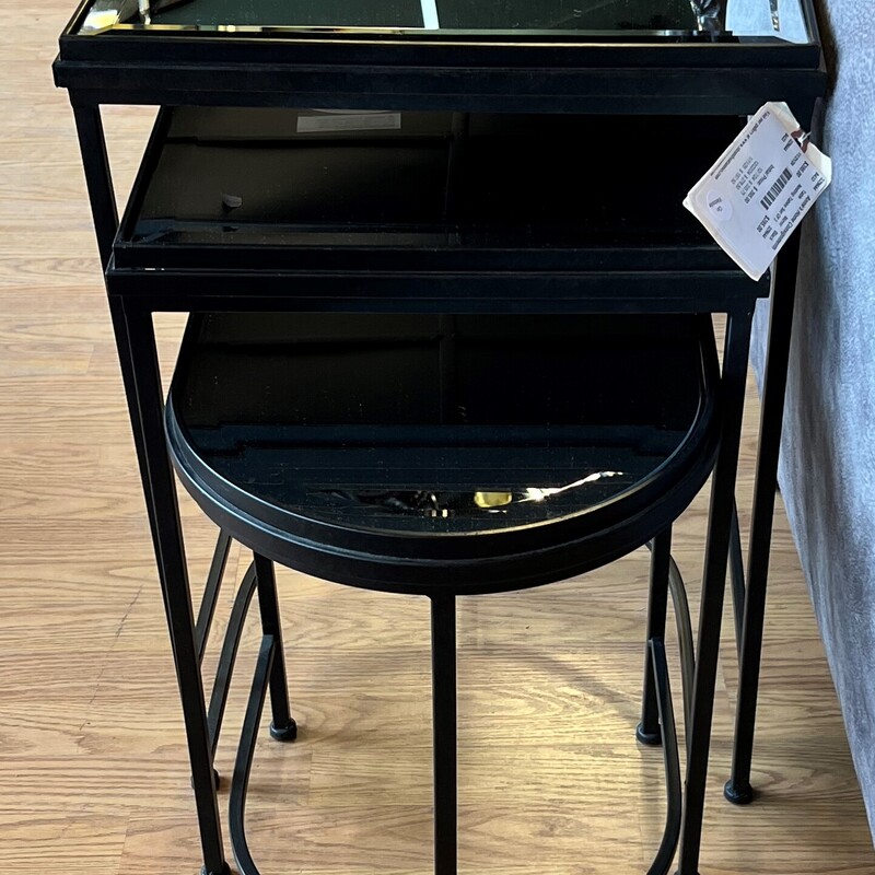 Nesting Tables Set Of 3, Mirror, Black