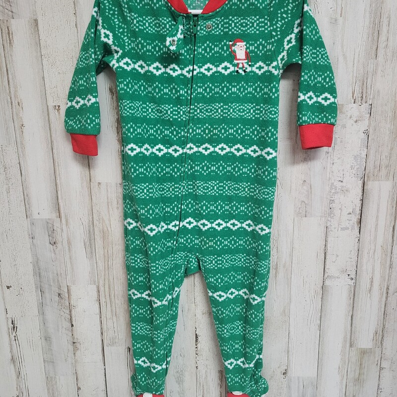 18m Green Santa Footed Sl, Green, Size: Boy 12-24m