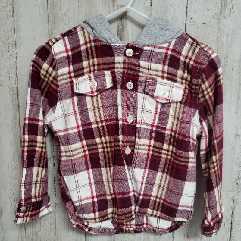 2T Maroon Plaid Hooded Fl