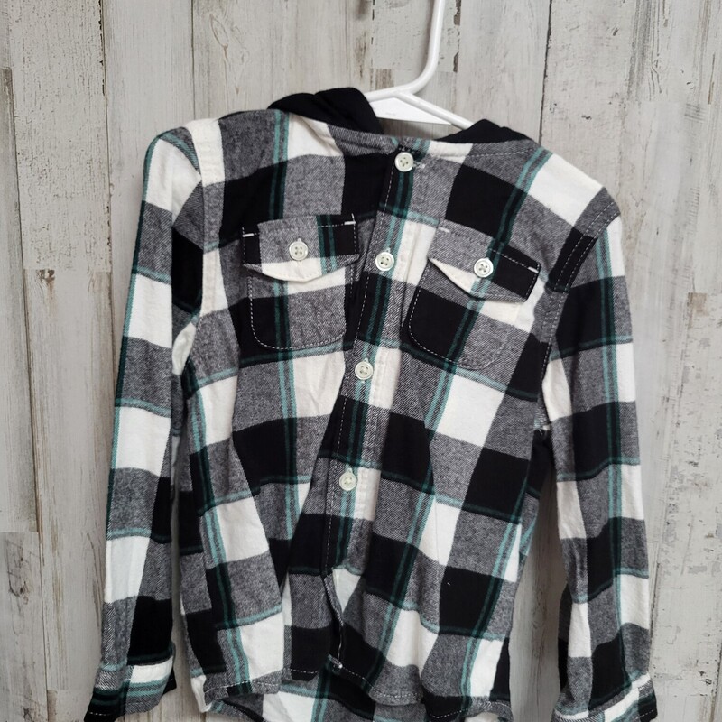 5T Black Plaid Hooded Fla