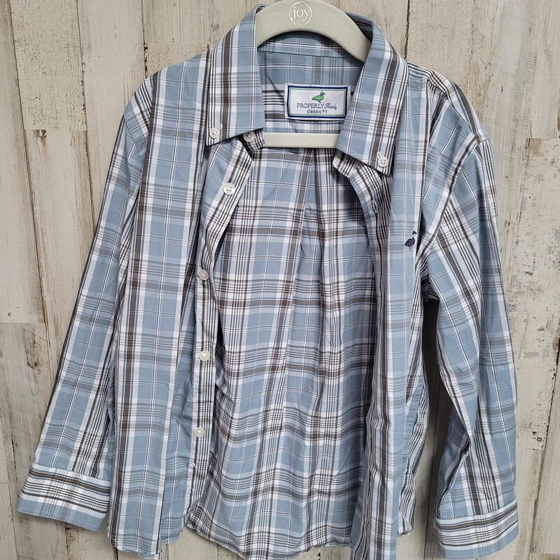 5T Blue Plaid Logo Button, Blue, Size: Boy 5-8