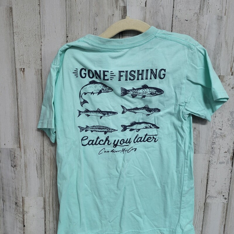 6x (SM) Teal Gone Fishin, Teal, Size: Boy 5-8