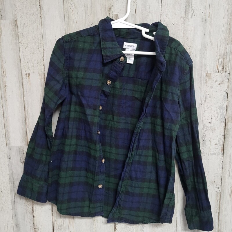 6x Navy/green Plaid Butto, Navy, Size: Boy 5-8