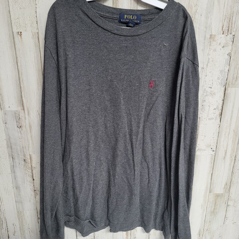 14/16 Grey Logo Long Slee, Grey, Size: Boy 10 Up