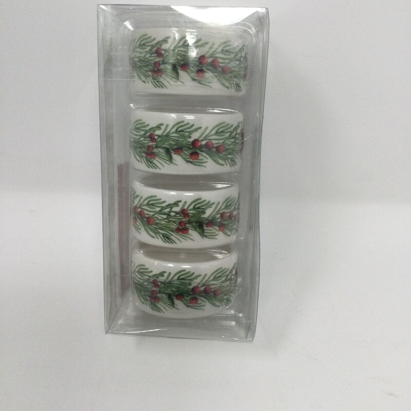 Festive Napkin Rings,
White/Red/Green