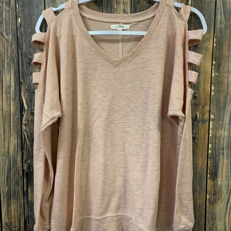 Peach Cold Shoulder Shirt, Size: M