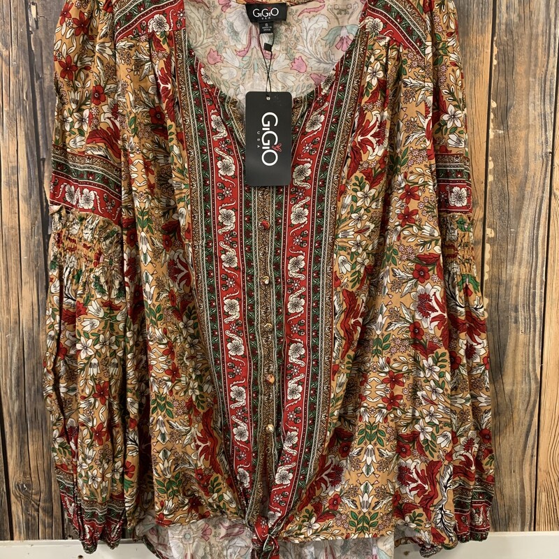 NWT Red Flower Shirt, Size: S