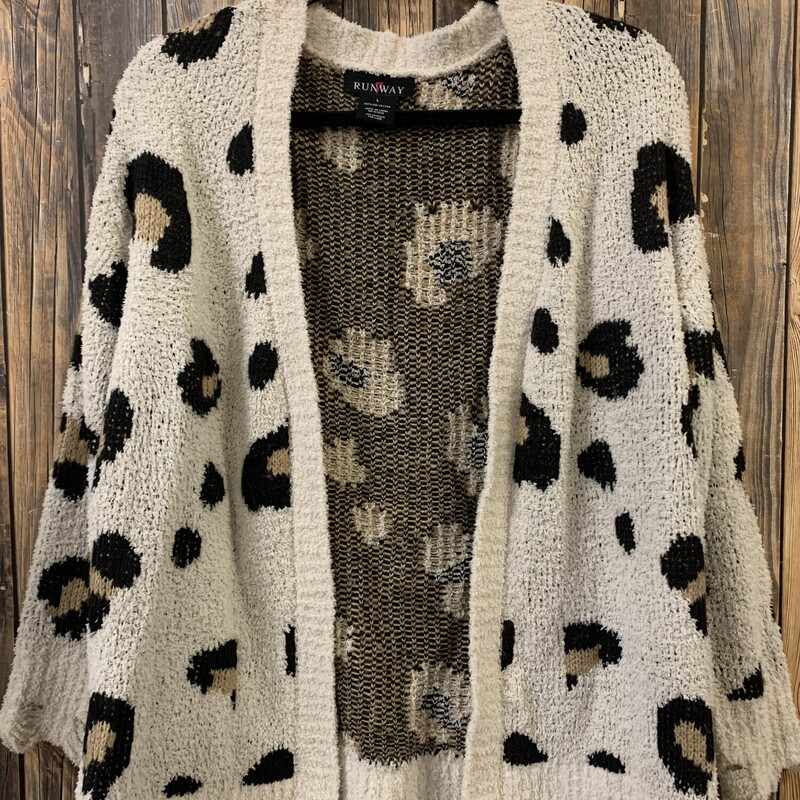 Soft Animal Print Cardigan, Size: L