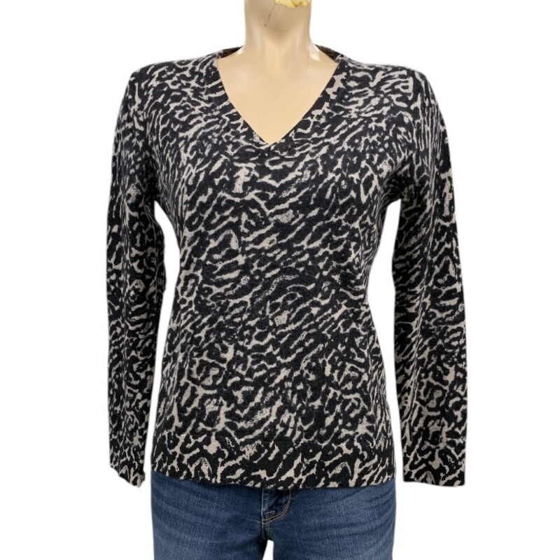 Lord & Taylor Top LS, Blk/beig, Size: XL