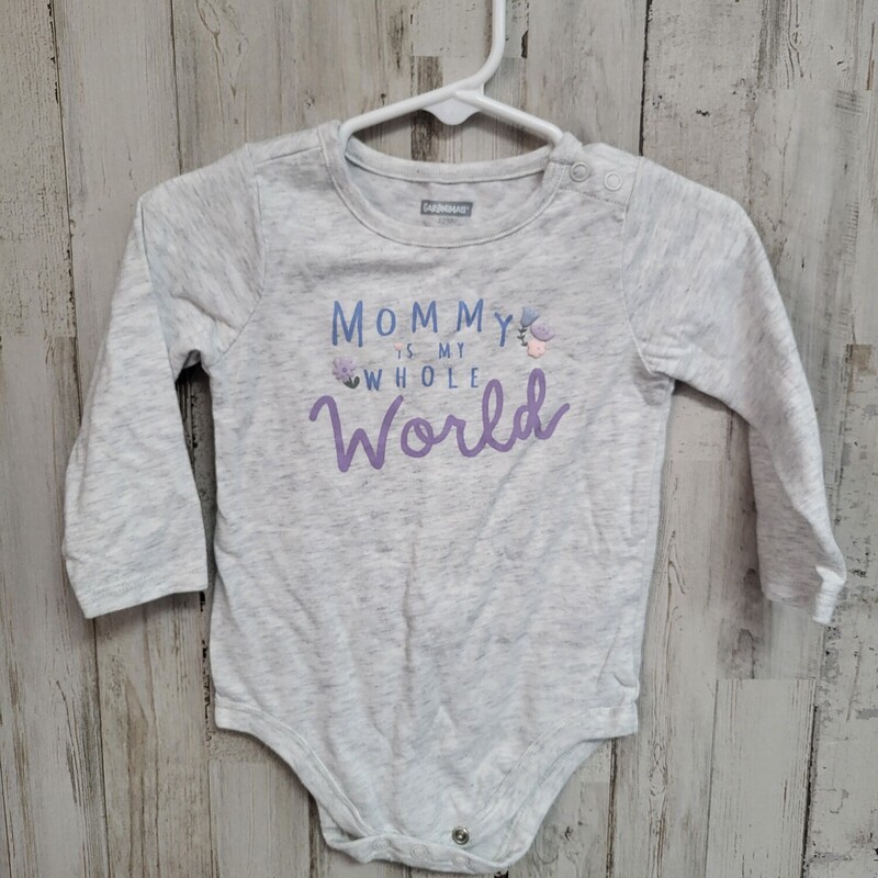 12M My Whole World Onesie, Grey, Size: Girl 6-12m