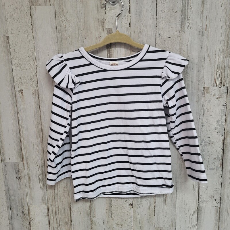 2T Black Striped Top, White, Size: Girl 2T