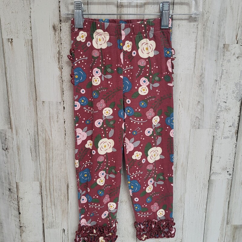 2/3T Red Floral Ruffle Le