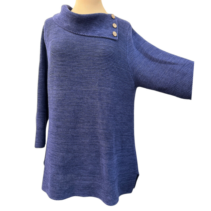 Habitat Tunic Sweater<br />
100% Cotton<br />
Color: Deep Ocean<br />
Size: Large<br />
Gorgeous Weave!