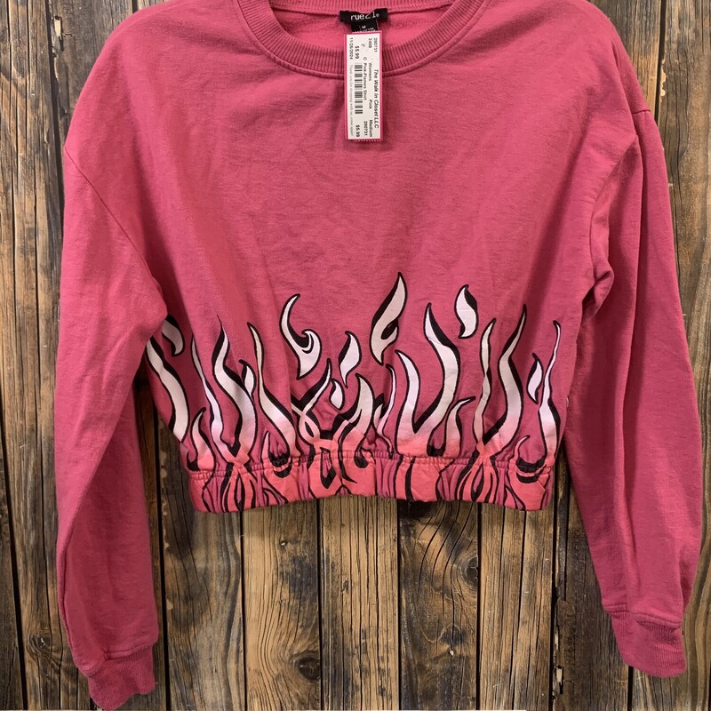 Pink-Flames Shirt, Pink, Size: Medium