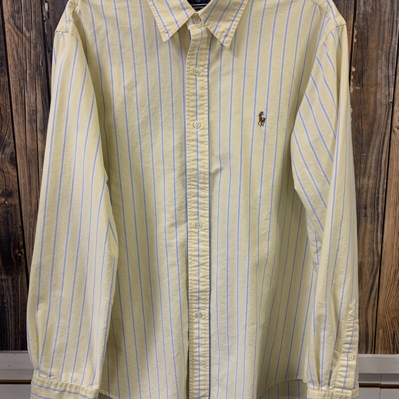 Yellow-Blue Stripe Shirt, Yellow-b, Size: XL