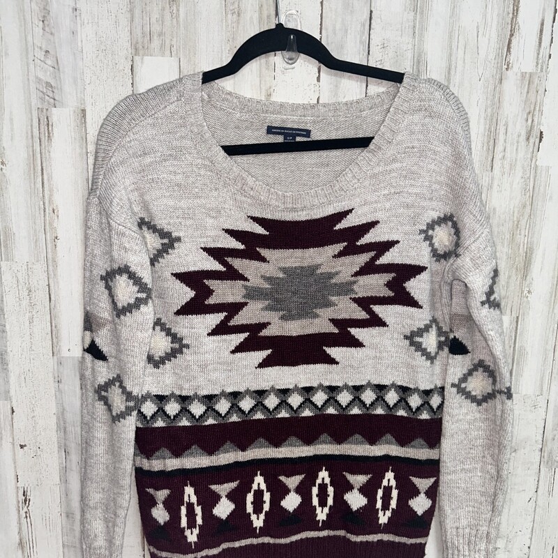 S Maroon Aztec Sweater, Maroon, Size: Ladies S