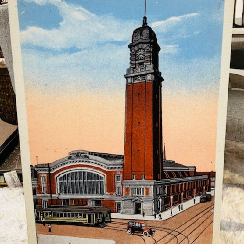 West Side Market Postcard Canvas
Brown Tan Blue Size: 24 x 36H