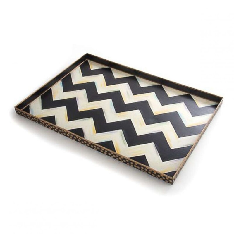 Mackenzie Childs Zig Zag Large Tray
Black White Gold Size: 20 x 14W
Smaller tray sold separately