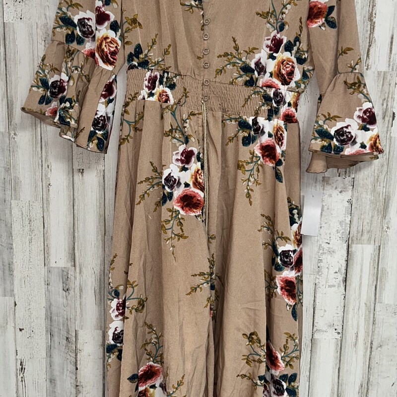 M Tan Floral Maxi Dress, Tan, Size: Ladies M