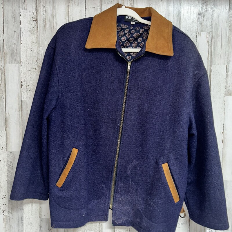 L Navy/tan Collar Jacket