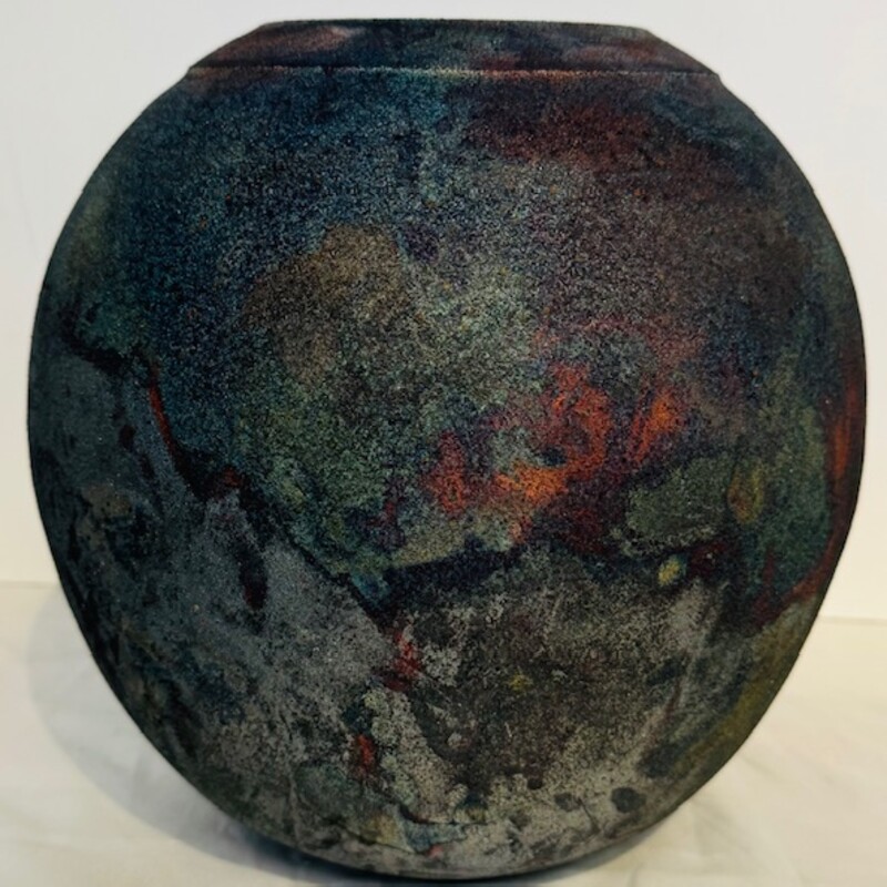 Gibson Signed Raku Vase
Blue Green Red
Size: 9.5x9.5H