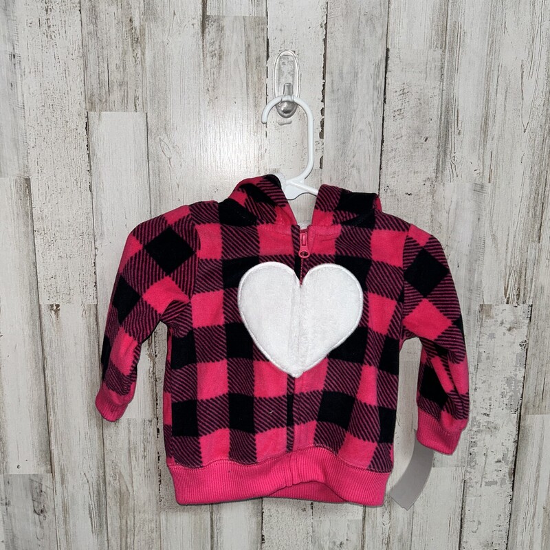 6M Pink Plaid Heart Jacke, Pink, Size: Girl 6-12m