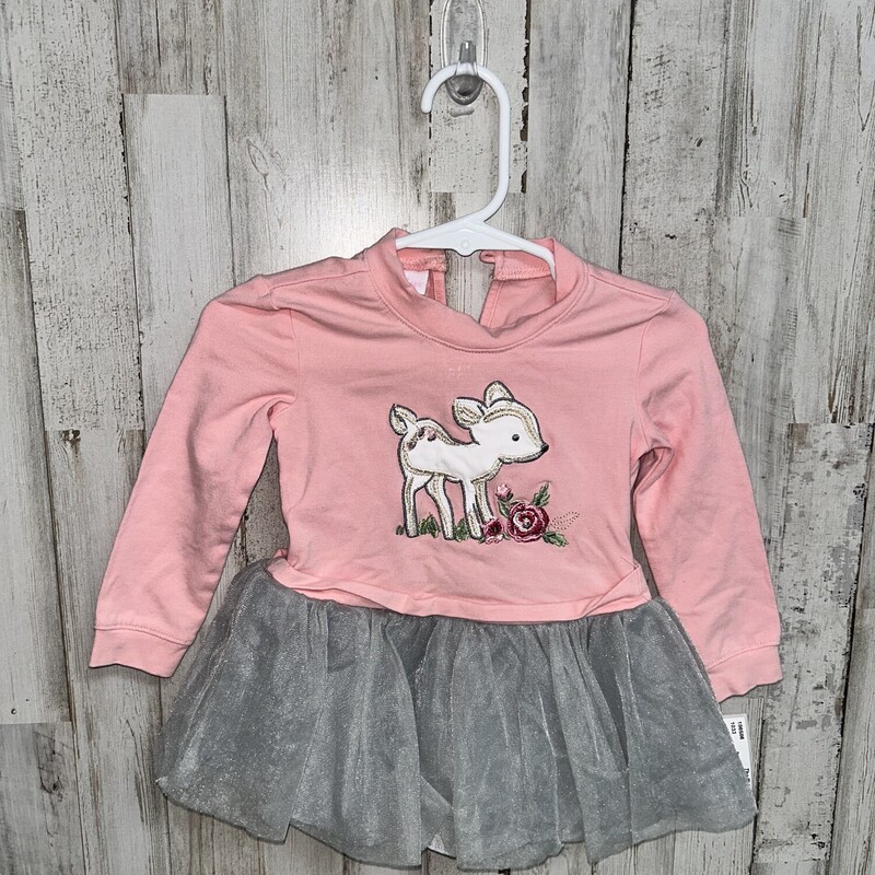 12M Pink Peplum Deer Top