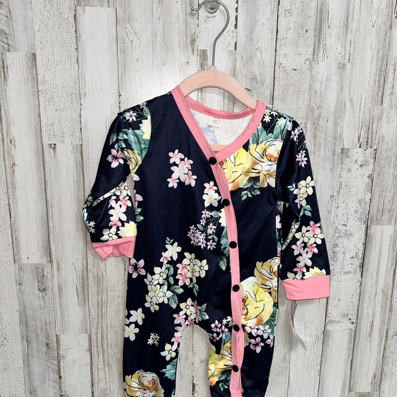 12M Navy Floral Romper, Navy, Size: Girl 6-12m