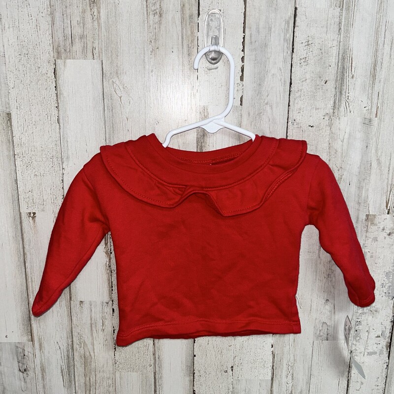 9M Red Ruffle Collar Top, Red, Size: Girl 6-12m