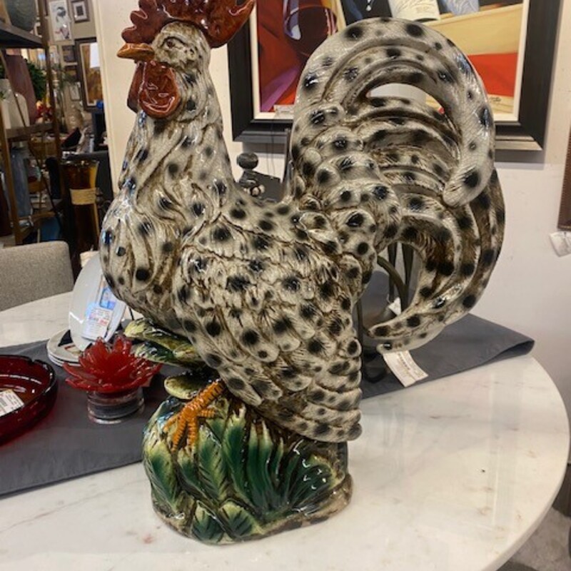 Ceramic Ornate Rooster
Black White Red Green Tan
Size: 18x8x24
Retail $500+